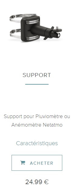 Support pour anémomètre Netatmo et pluviomètre Netatmo 